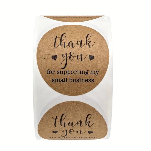 NEW 500pcs/roll Thank You For Supporting My Small Business Stickers - Dark Brown - Picture 3 of 4